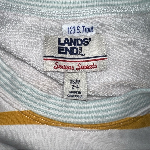 XS Lands End Striped Sweatshirt Long Sleeve Preppy Rainbow Colorful - Picture 14 of 14